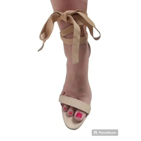 Schutz Suede Strappy Block Heels Tan size 9.5. - Picture 2 of 9